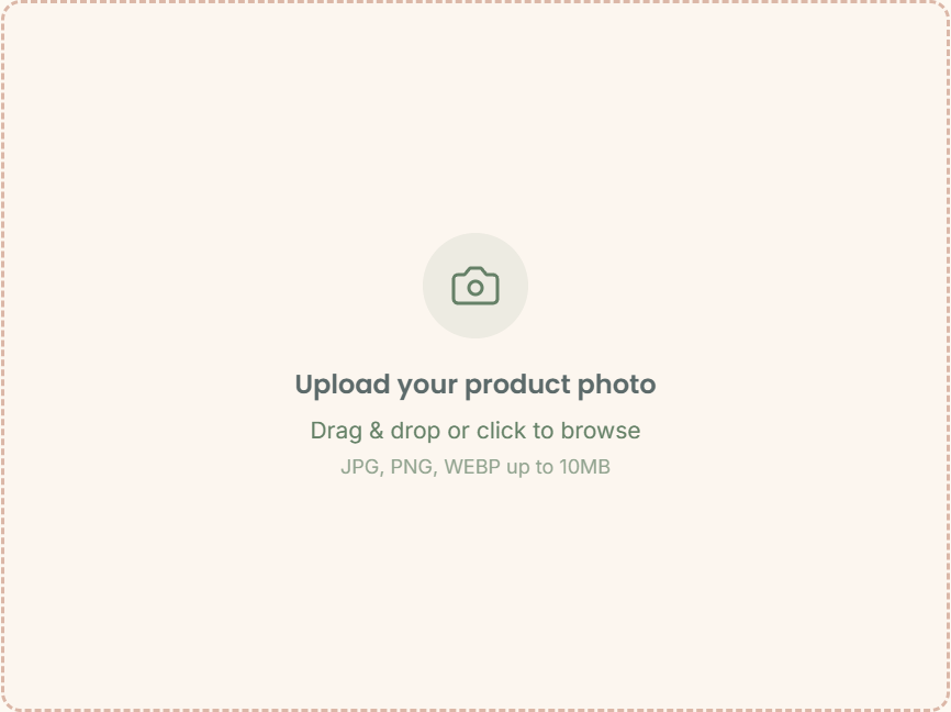 Upload your product photo area