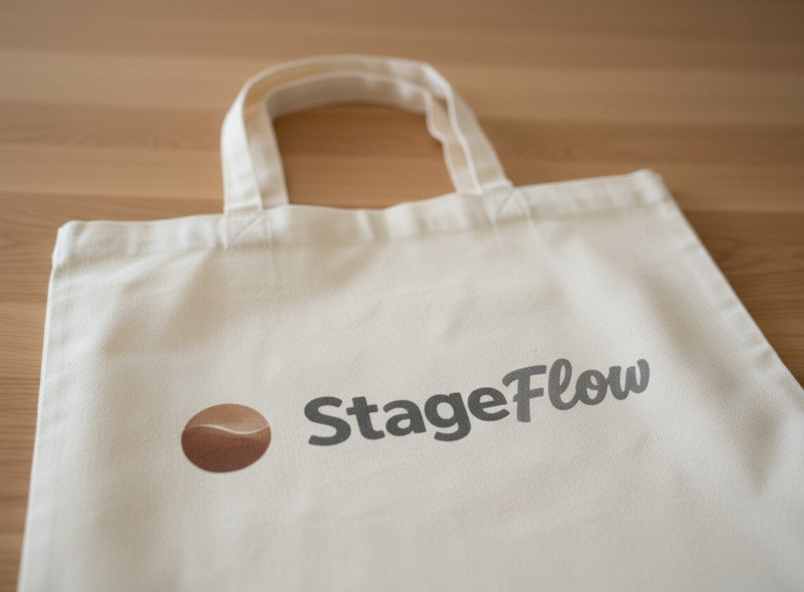 Tote bag mockup on wooden table