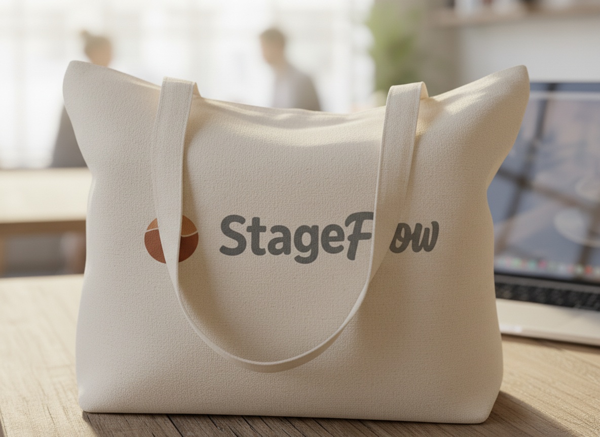 Tote bag mockup on office desk